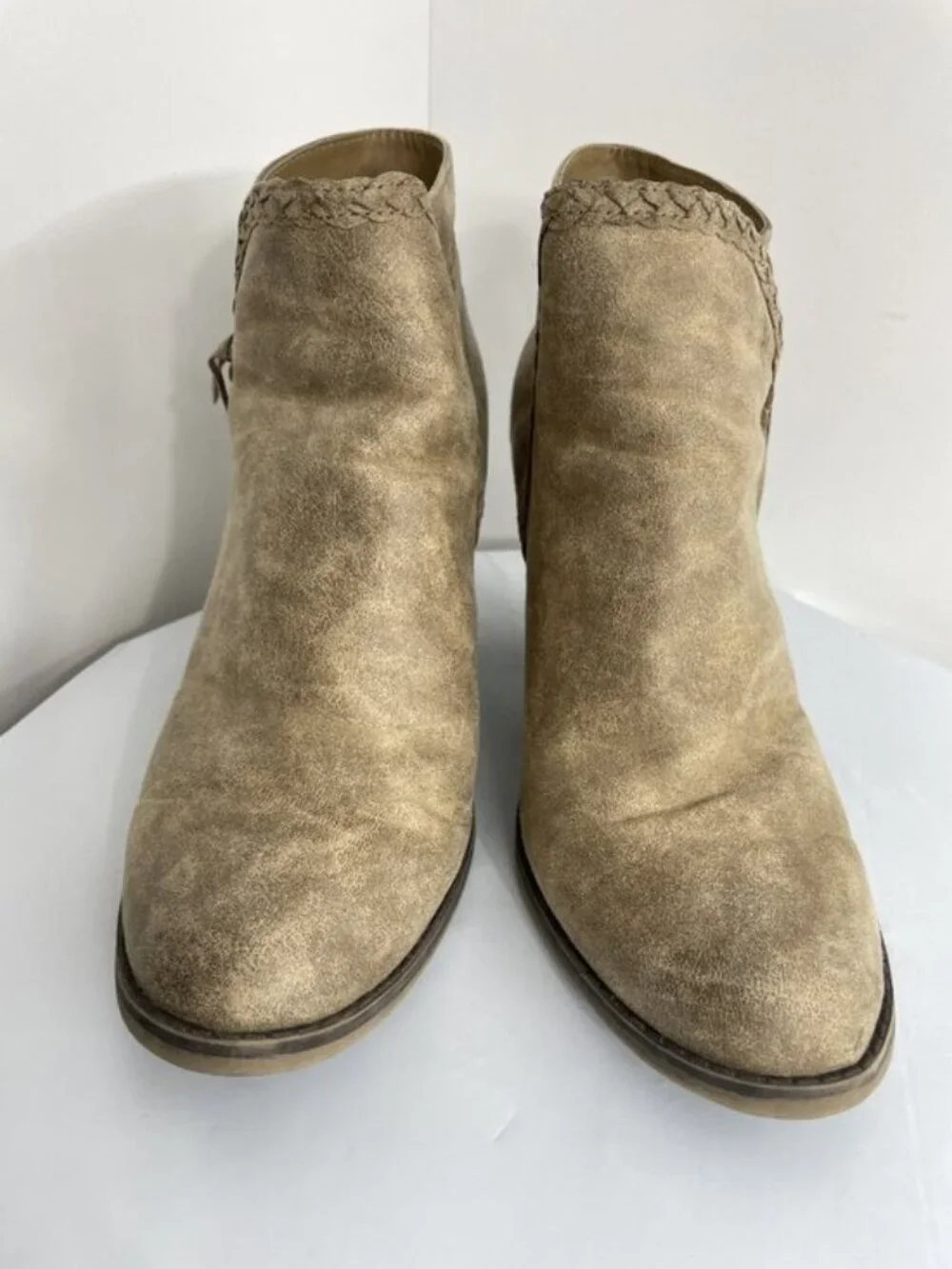 Maurices Faux Leather Brown Western High Heel Cowgirl Ankle Boots Women's 10